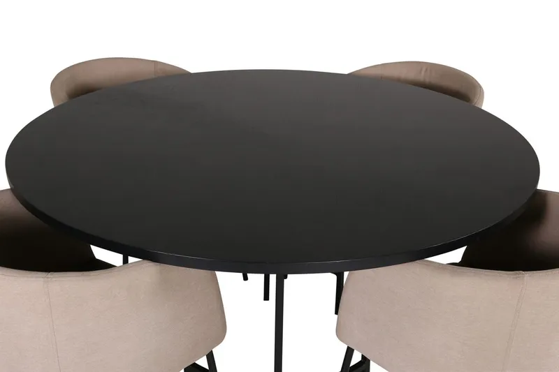 Copenhagen Matgrupp 140 cm Rund med 4 Berit stolar - Beige/Svart - Möbler - Matplats - Matgrupp & matbord med stolar