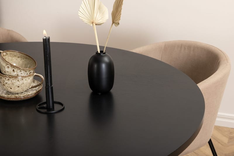 Copenhagen Matgrupp 140 cm Rund med 4 Berit stolar - Beige/Svart - Möbler - Matplats - Matgrupp & matbord med stolar