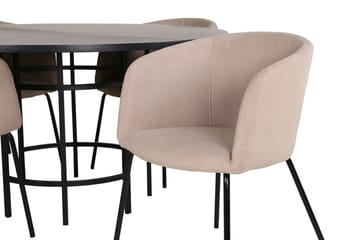 Copenhagen Matgrupp 140 cm Rund med 4 Berit stolar - Beige/Svart - Möbler - Matplats - Matgrupp & matbord med stolar