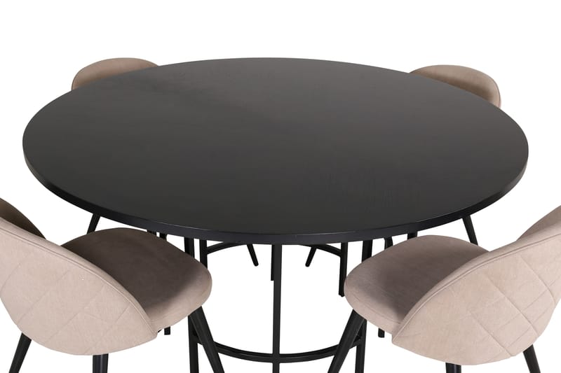 Copenhagen Matgrupp 140 cm Rund med 4 Velvet stolar - Beige - Möbler - Matplats - Matgrupp & matbord med stolar