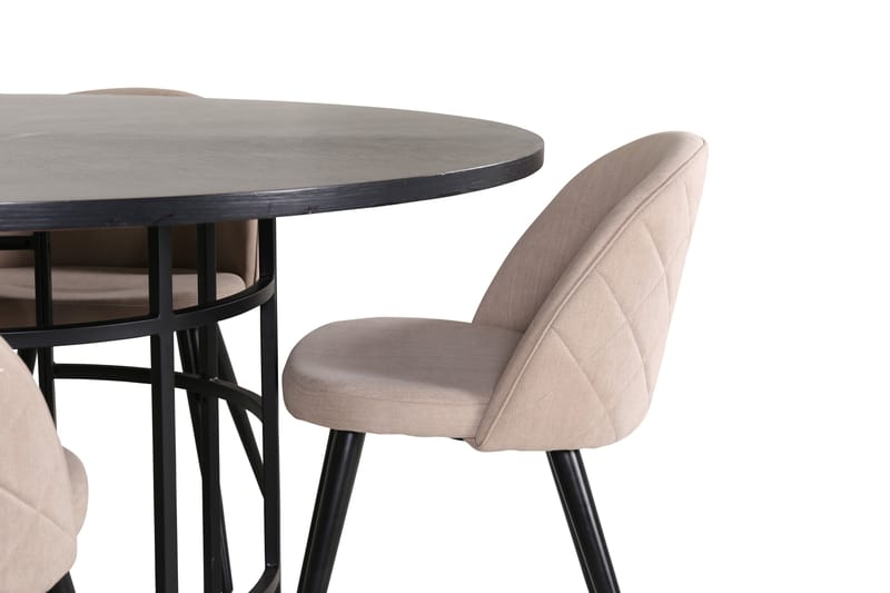 Copenhagen Matgrupp 140 cm Rund med 4 Velvet stolar - Beige - Möbler - Matplats - Matgrupp & matbord med stolar
