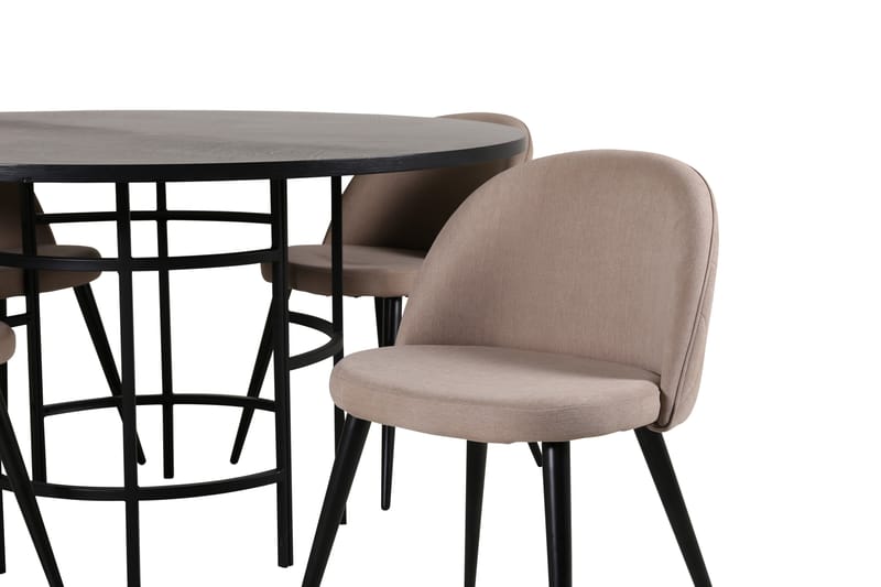 Copenhagen Matgrupp 140 cm Rund med 4 Velvet stolar - Beige - Möbler - Matplats - Matgrupp & matbord med stolar