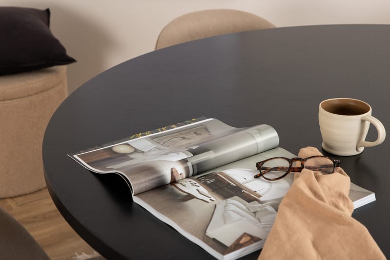 Copenhagen Matgrupp 140 cm Rund med 4 Velvet stolar - Beige - Möbler - Matplats - Matgrupp & matbord med stolar