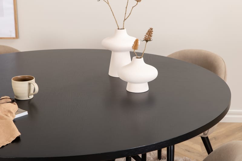 Copenhagen Matgrupp 140 cm Rund med 4 Velvet stolar - Beige - Möbler - Matplats - Matgrupp & matbord med stolar