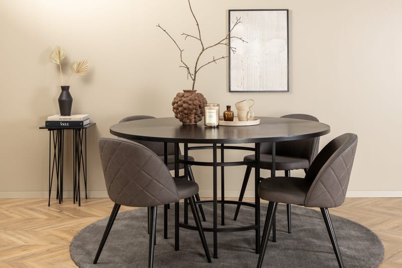 Copenhagen Matgrupp 140 cm Rund med 4 Velvet stolar - Möbler - Matplats - Matgrupp & matbord med stolar