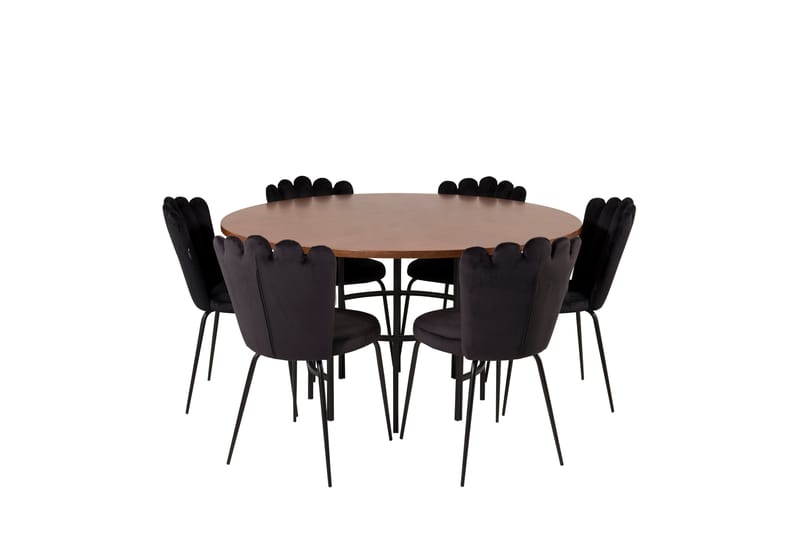 Copenhagen Matgrupp 140 cm Rund med 6 Limhamn stolar - Svart - Möbler - Matplats - Matgrupp & matbord med stolar