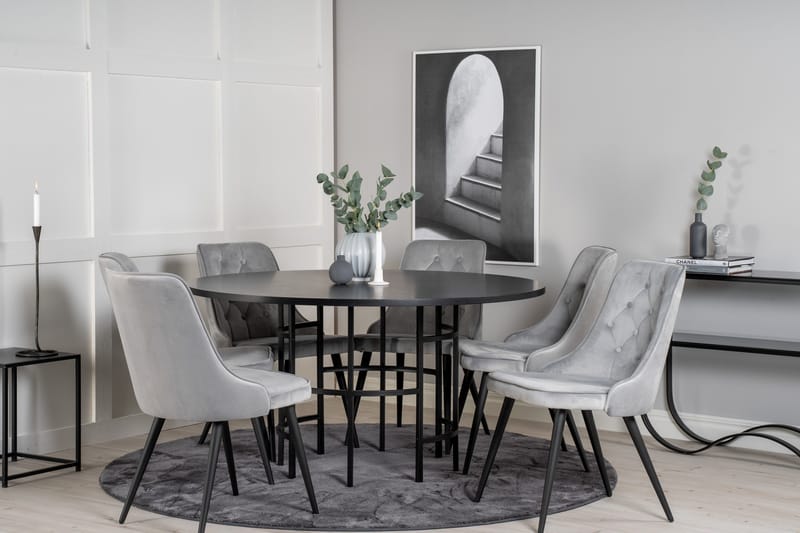 Copenhagen Matgrupp 140 cm Rund med 6 Velvet Deluxe stolar - Möbler - Matplats - Matgrupp & matbord med stolar