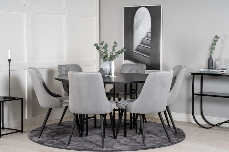 Copenhagen Matgrupp 140 cm Rund med 6 Velvet Deluxe stolar - Möbler - Matplats - Matgrupp & matbord med stolar