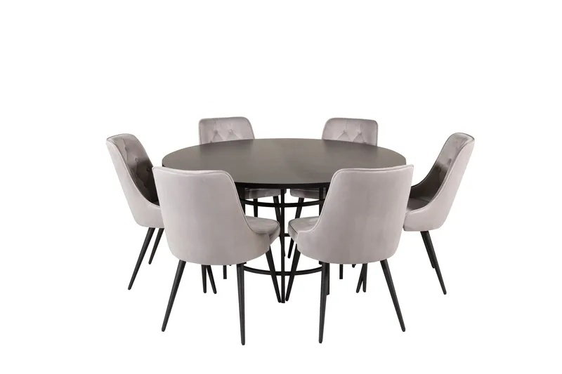 Copenhagen Matgrupp 140 cm Rund med 6 Velvet Deluxe stolar