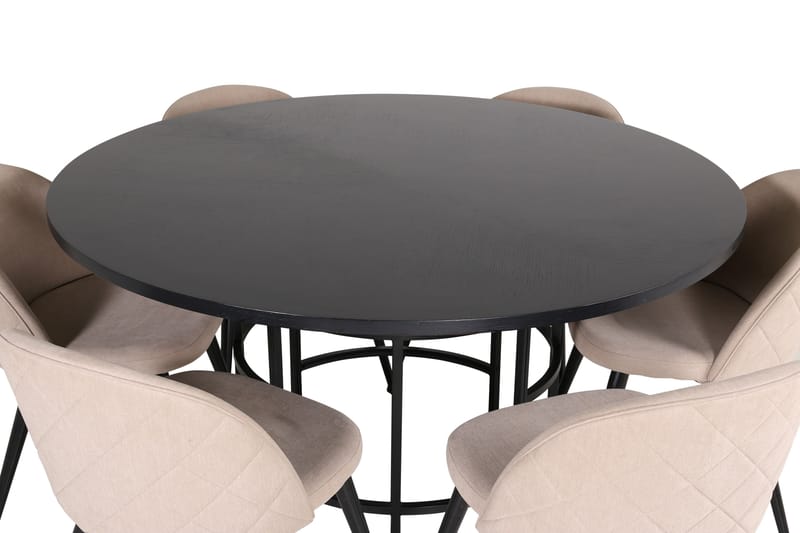Copenhagen Matgrupp 140 cm Rund med 6 Velvet stolar - Beige - Möbler - Matplats - Matgrupp & matbord med stolar