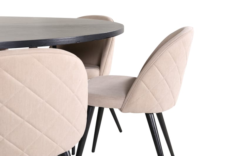 Copenhagen Matgrupp 140 cm Rund med 6 Velvet stolar - Beige - Möbler - Matplats - Matgrupp & matbord med stolar