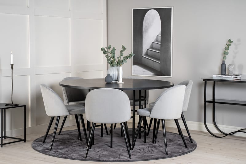 Copenhagen Matgrupp 140 cm Rund med 6 Velvet stolar - Möbler - Matplats - Matgrupp & matbord med stolar