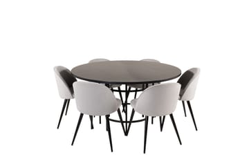 Copenhagen Matgrupp 140 cm Rund med 6 Velvet stolar - Möbler - Matplats - Matgrupp & matbord med stolar