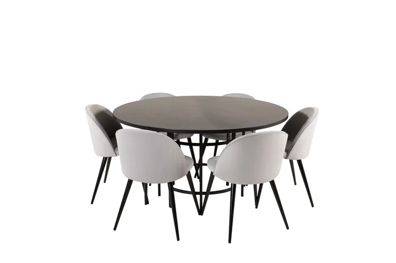 Copenhagen Matgrupp 140 cm Rund med 6 Velvet stolar - Möbler - Matplats - Matgrupp & matbord med stolar