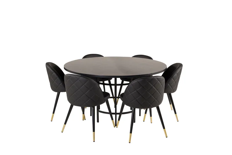 Copenhagen Matgrupp 140 cm Rund med 6 Velvet stolar - Möbler - Matplats - Matgrupp & matbord med stolar