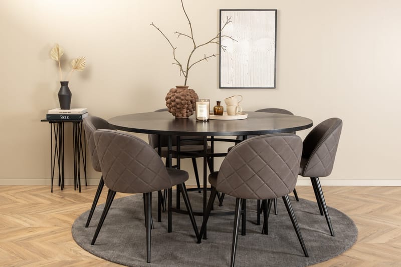 Copenhagen Matgrupp 140 cm Rund med 6 Velvet stolar - Möbler - Matplats - Matgrupp & matbord med stolar