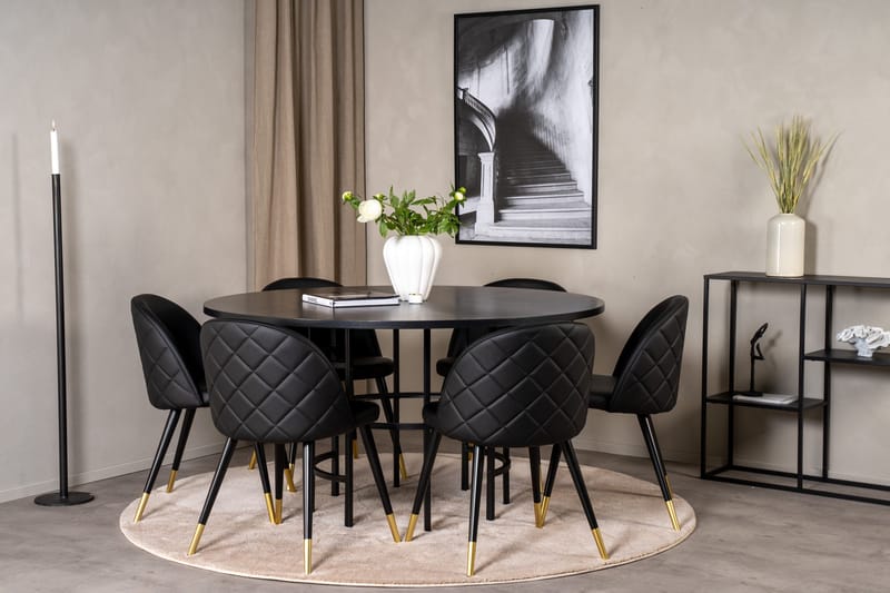 Copenhagen Matgrupp 140 cm Rund med 6 Velvet stolar - Möbler - Matplats - Matgrupp & matbord med stolar