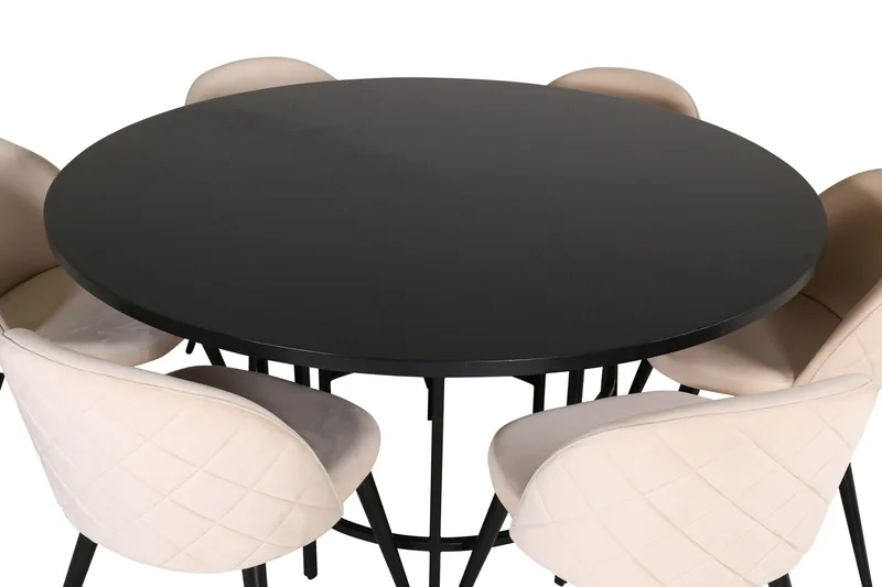 Copenhagen Matgrupp 140 cm Rund med 6 Velvet stolar - Möbler - Matplats - Matgrupp & matbord med stolar
