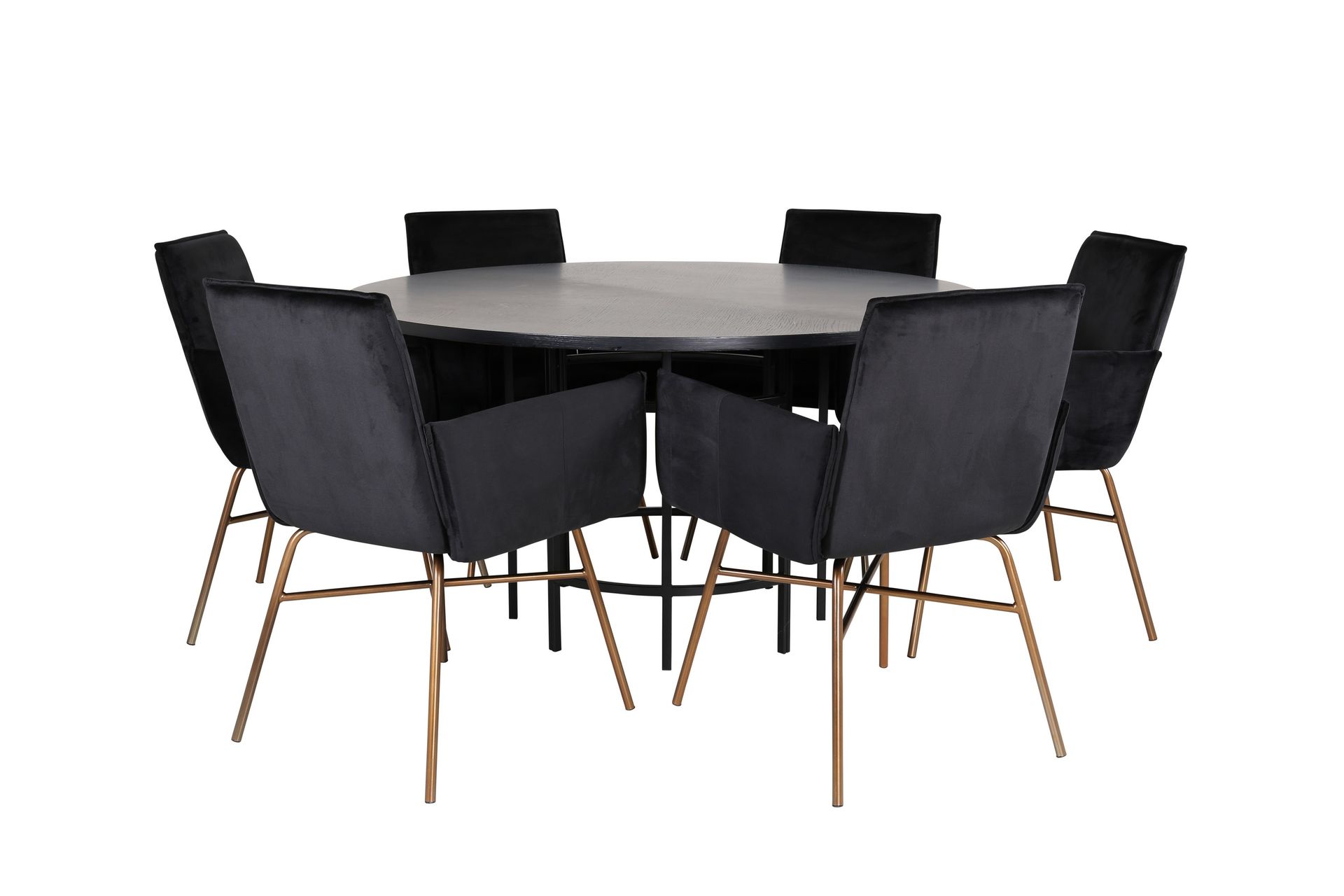Copenhagen Matgrupp 140 cm Rund med 6 Petra stolar - Svart - Möbler - Matplats - Matgrupp & matbord med stolar