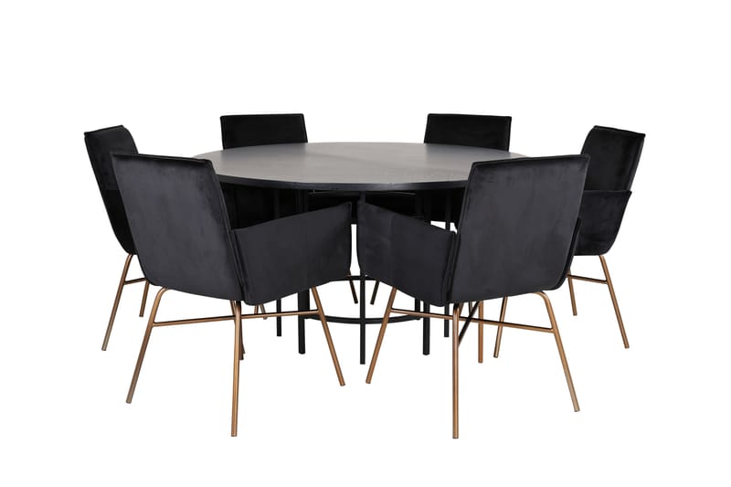 Copenhagen Matgrupp 140 cm Rund med 6 Petra stolar - Svart - Möbler - Matplats - Matgrupp & matbord med stolar