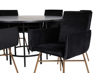 Copenhagen Matgrupp 140 cm Rund med 6 Petra stolar - Svart - Möbler - Matplats - Matgrupp & matbord med stolar