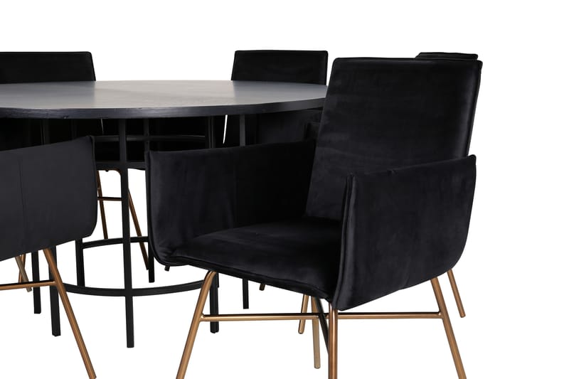 Copenhagen Matgrupp 140 cm Rund med 6 Petra stolar - Svart - Möbler - Matplats - Matgrupp & matbord med stolar