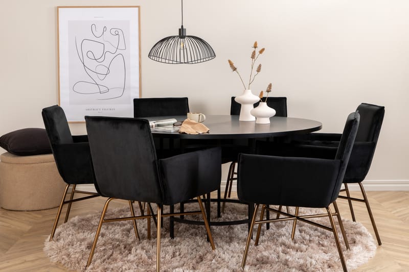 Copenhagen Matgrupp 140 cm Rund med 6 Petra stolar - Svart - Möbler - Matplats - Matgrupp & matbord med stolar