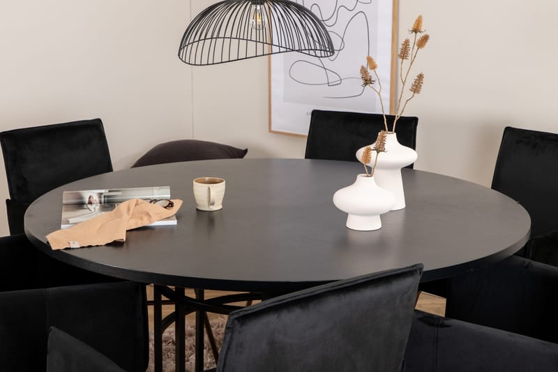 Copenhagen Matgrupp 140 cm Rund med 6 Petra stolar - Svart - Möbler - Matplats - Matgrupp & matbord med stolar