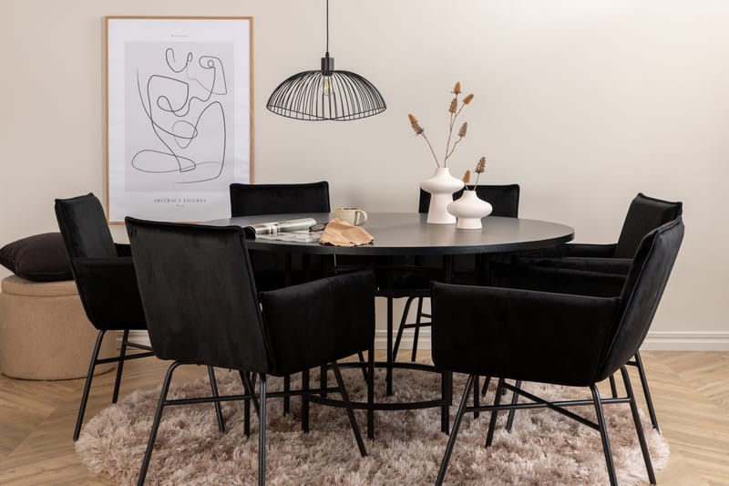 Copenhagen Matgrupp 140 cm Rund med 6 Petra stolar - Svart - Möbler - Matplats - Matgrupp & matbord med stolar
