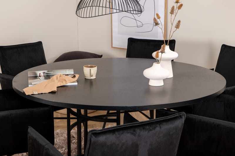 Copenhagen Matgrupp 140 cm Rund med 6 Petra stolar - Svart - Möbler - Matplats - Matgrupp & matbord med stolar
