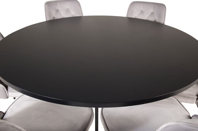 Copenhagen Matgrupp med 6 Valera Lyx Sammetsstolar Svart/Grå - Furniture Fashion - Möbler - Matplats - Matgrupp & matbord med stolar