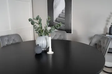 Copenhagen Matgrupp med 6 Valera Lyx Sammetsstolar Svart/Grå - Furniture Fashion - Möbler - Matplats - Matgrupp & matbord med stolar