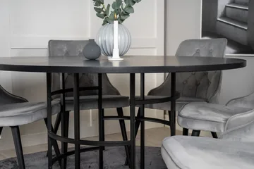 Copenhagen Matgrupp med 6 Valera Lyx Sammetsstolar Svart/Grå - Furniture Fashion - Möbler - Matplats - Matgrupp & matbord med stolar
