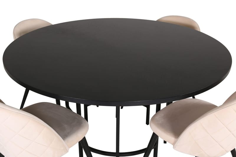 Copenhagen Rund Matgrupp 140 cm med 4 Velvet Matstolar - svart och beige - Möbler - Matplats - Matgrupp & matbord med stolar