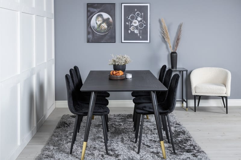 Daicy Matgrupp 180 cm inkl 6 Ypas Stolar - Svart/Mässing - Möbler - Matplats - Matgrupp & matbord med stolar