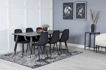 Daicy Matgrupp 180 cm inkl 6 Ypas Stolar - Svart/Mässing - Möbler - Matplats - Matgrupp & matbord med stolar