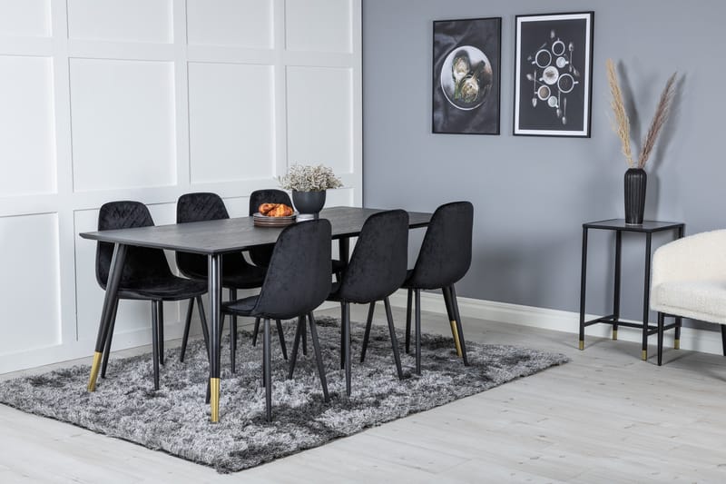 Daicy Matgrupp 180 cm inkl 6 Ypas Stolar - Svart/Mässing - Möbler - Matplats - Matgrupp & matbord med stolar