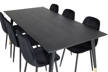 Daicy Matgrupp 180 cm inkl 6 Ypas Stolar - Svart/Mässing - Möbler - Matplats - Matgrupp & matbord med stolar