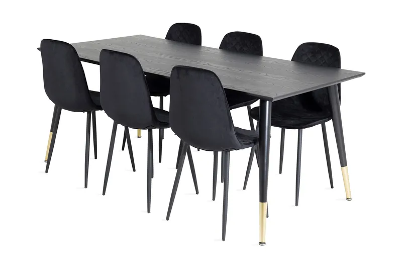 Daicy Matgrupp 180 cm inkl 6 Ypas Stolar - Svart/Mässing - Möbler - Matplats - Matgrupp & matbord med stolar