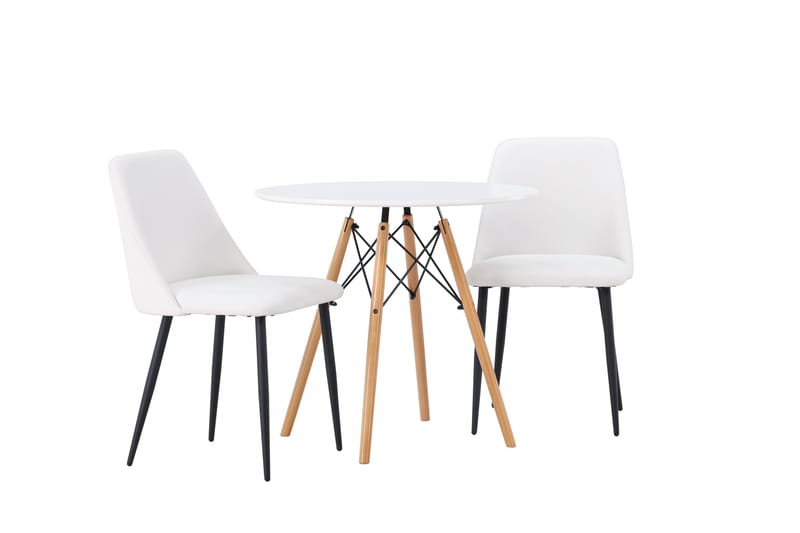 Danburi Matgrupp 60 cm Rund med 2 Night stolar - Vit - Möbler - Matplats - Matgrupp & matbord med stolar