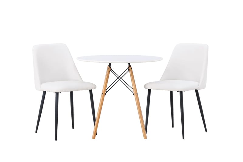 Danburi Matgrupp 60 cm Rund med 2 Night stolar, Vit