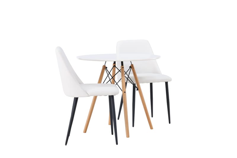 Danburi Matgrupp 60 cm Rund med 2 Night stolar - Vit - Möbler - Matplats - Matgrupp & matbord med stolar