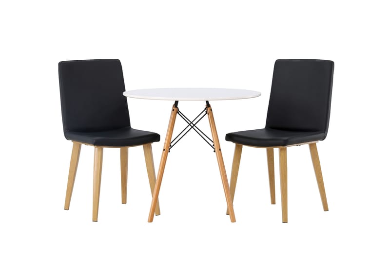 Danburi Matgrupp 60 cm Rund med 2 Today stolar, Svart