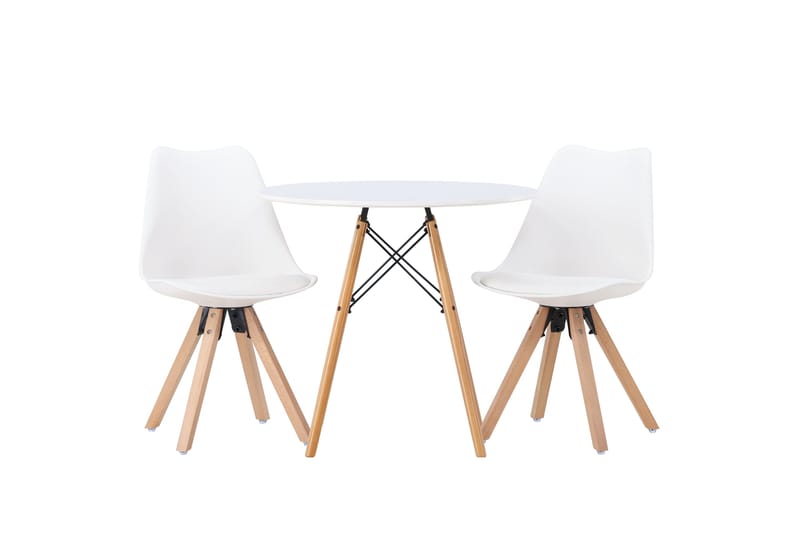 Danburi Matgrupp  60 cm Rund med 2 Zeno stolar, Vit