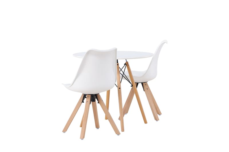 Danburi Matgrupp  60 cm Rund med 2 Zeno stolar - Vit - Möbler - Matplats - Matgrupp & matbord med stolar