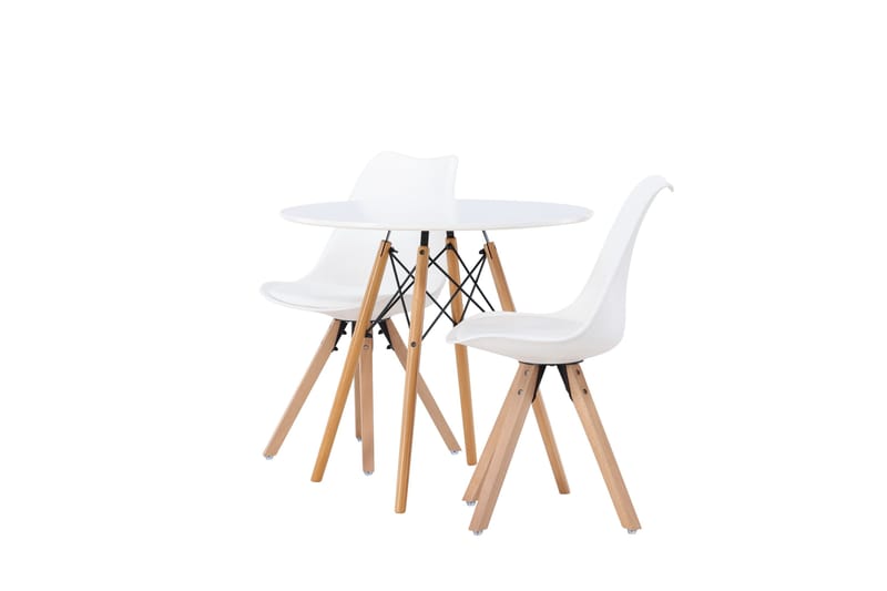 Danburi Matgrupp  60 cm Rund med 2 Zeno stolar - Vit - Möbler - Matplats - Matgrupp & matbord med stolar