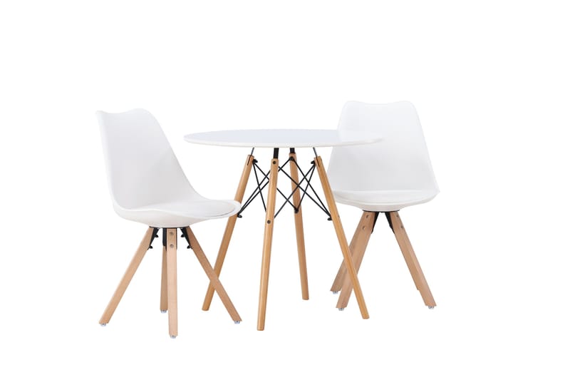 Danburi Matgrupp  60 cm Rund med 2 Zeno stolar - Vit - Möbler - Matplats - Matgrupp & matbord med stolar