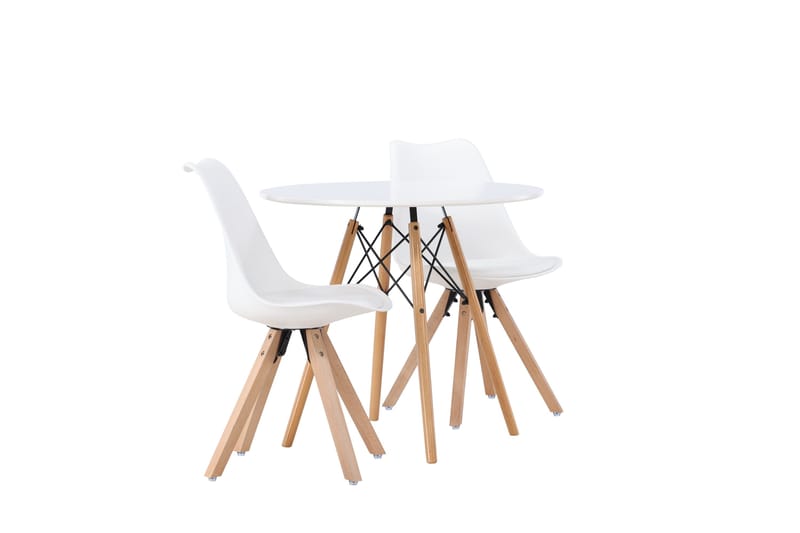 Danburi Matgrupp  60 cm Rund med 2 Zeno stolar - Vit - Möbler - Matplats - Matgrupp & matbord med stolar