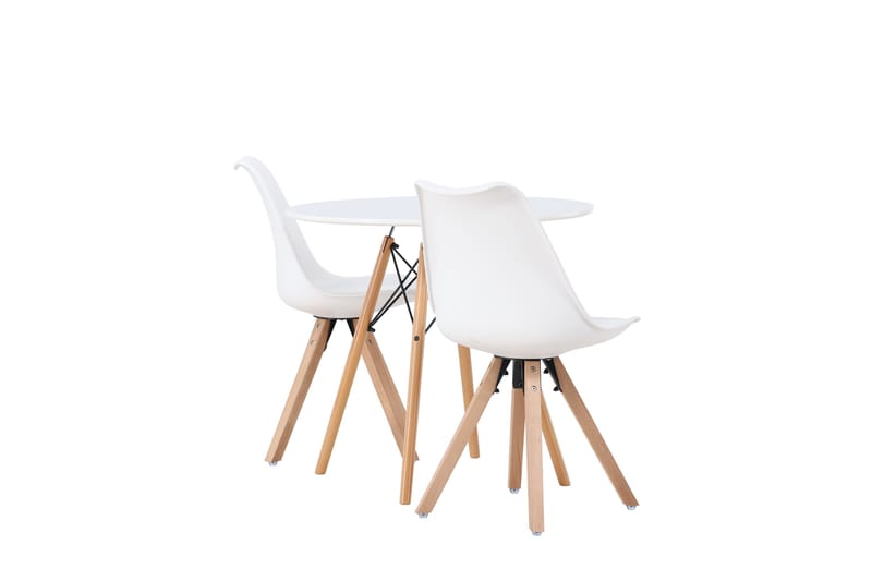 Danburi Matgrupp  60 cm Rund med 2 Zeno stolar - Vit - Möbler - Matplats - Matgrupp & matbord med stolar