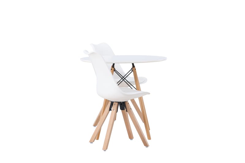 Danburi Matgrupp  60 cm Rund med 2 Zeno stolar - Vit - Möbler - Matplats - Matgrupp & matbord med stolar